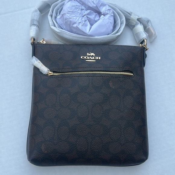 New COACH Mini Rowan File Bag In Signature Canvas - Picture 1 of 8